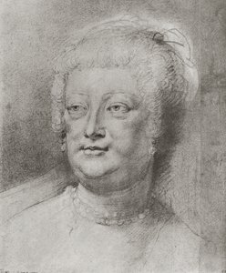 Marie de Medici (1573-1642) portréja, 1622 (pierre noire és vörös kréta fehér kiemeléssel)